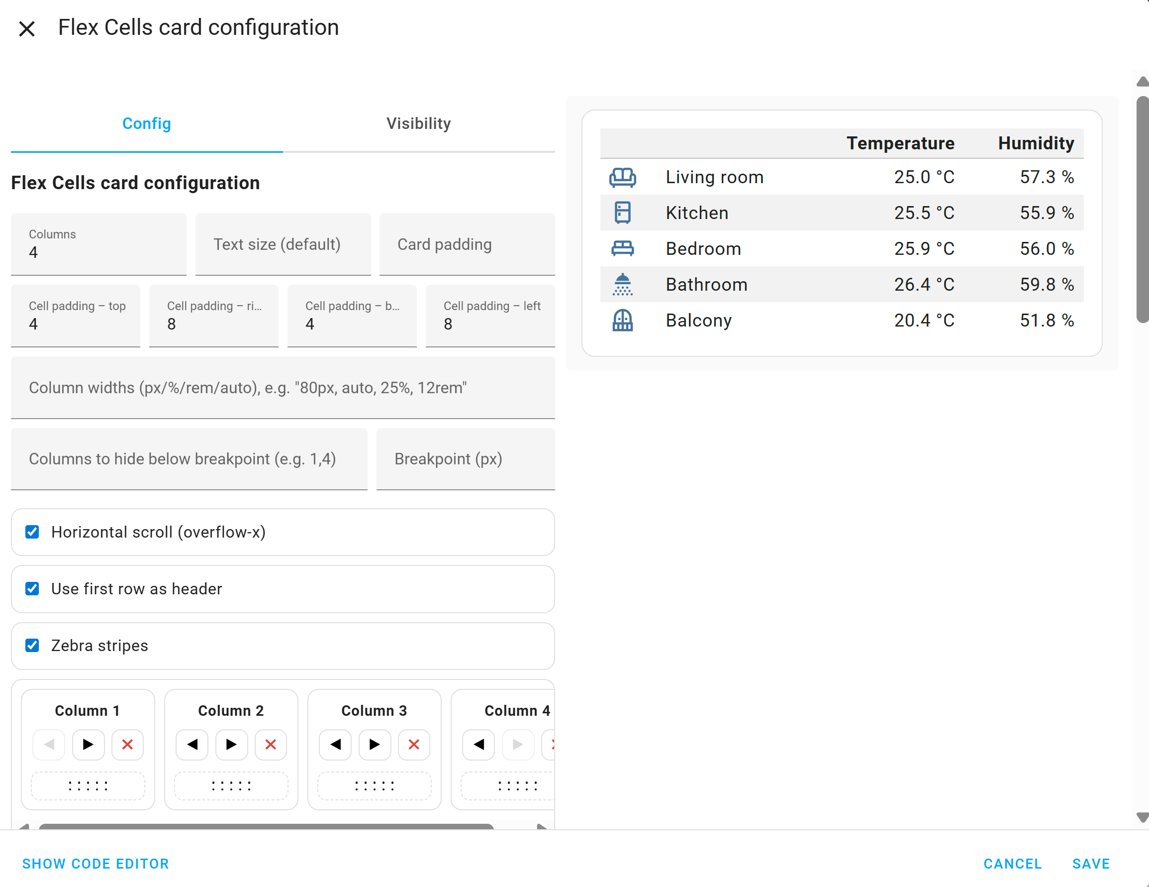 Flex Cells Card config