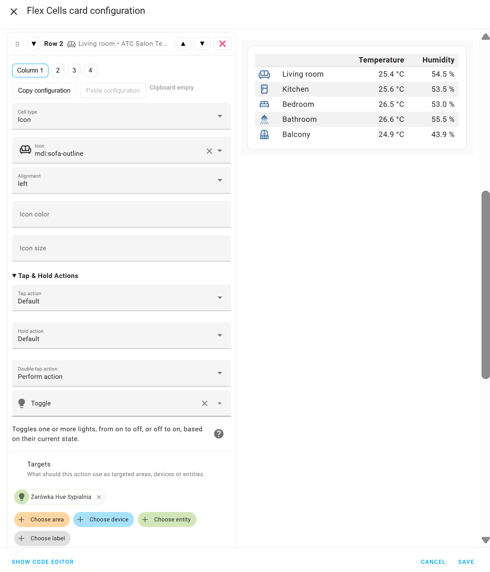 Flex Cells Card config